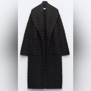 Zara black sweater cable knit coat, amazing!